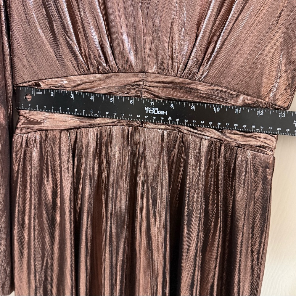 Baltic Born Bronze Shimmer Midi Dress Long Sleeve Cocktail Wedding Guest M - Picture 14 of 16